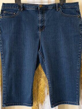 Destiny Platinum Women's Blue/Black Capri Cropped Plus Size Jeans Pants SZ 22